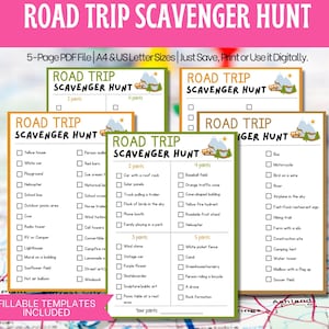 Road Trip Scavenger Hunt Road Trip Games, Road Trip Activity, Family Travel Game Road Trip Printable, Car Trip Game Sibling Games Road Trip