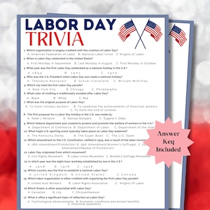 Labor Day Trivia Labor Day Games, Family Reunion Games Youth Group Games Ice Breaker Games, USA Trivia Patriotic Party Game Trivia Questions