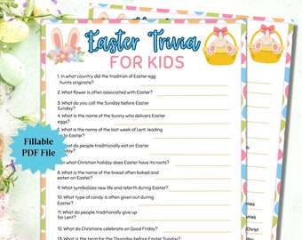 Easter Trivia Game Easter Party Game, Spring Trivia Easter Puzzle, Palm Sunday Holy Week Printable, Sunday School Games Ice Breaker Games