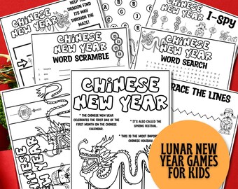 Chinese New Year Kids Activities, Lunar New Year Printables, Lunar New Year Games 2024, Kids Word Search Word Scramble, I Spy Kids Activity