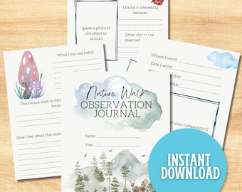 Journal nature pour enfants à imprimer, journal de camping journal de plein air pour enfants, journal de randonnée pédestre journal nature pour enfants, unité d'étude d'exploration de la nature