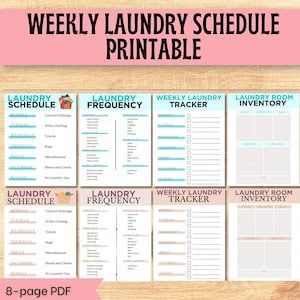 Laundry Schedule Laundry Checklist, Laundry Planner Laundry List, Laundry Tracker Laundry Guide, Cleaner Caregiver Checklist, ADHD Cleaning