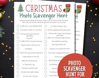 Christmas Photo Scavenger Hunt Teens | Christmas Phone Game Friendsmas Games Ice Breaker Games | Work Christmas Party Adult Scavenger Hunt