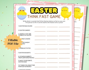 Ostern Denk-Fast-Spiel Ostern Trivia, Ostern Wortspiel Frühling Wortspiele, Ostern Partyspiele, Jugendgruppenspiele, druckbare Osterpuzzle