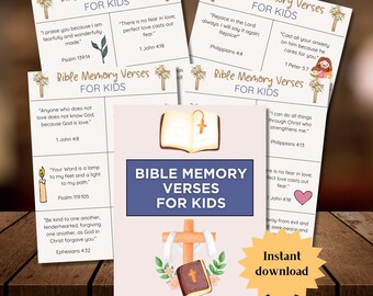 Tarjetas de versículos de memoria bíblicos / Tarjetas de Escritura de Pascua Versículos bíblicos para niños / Semana Santa para niños Tarjetas flash bíblicas / Tarjetas de versículos bíblicos Escuela dominical