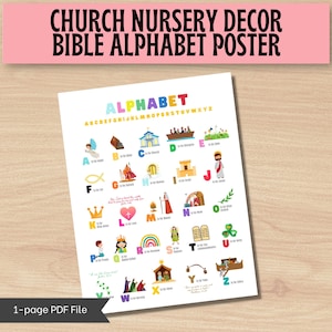 Bibel Alphabet Kirche Kinderzimmer Dekor | Christliche Baby Dekor | Über der Krippe Dekor Kirche Kinderzimmer Kunst | Kinder Bibel Alphabet Vorschulbibelol