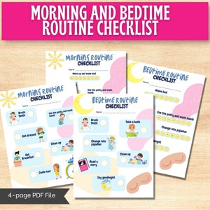 Kids Morning Routine Bedtime Checklist, Editable Morning Evening Routine, Toddler Routine Chart, Kids Habit Tracker Kids Check List