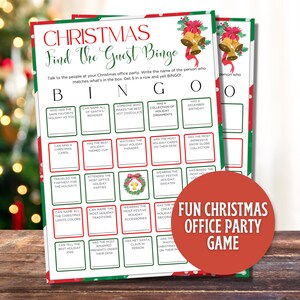 Find The Guest Bingo Friendsmas Games, Office Christmas Party Games Workplace Game, Work Holiday Bingo Coworker Bingo Jingle Mingle Bingo