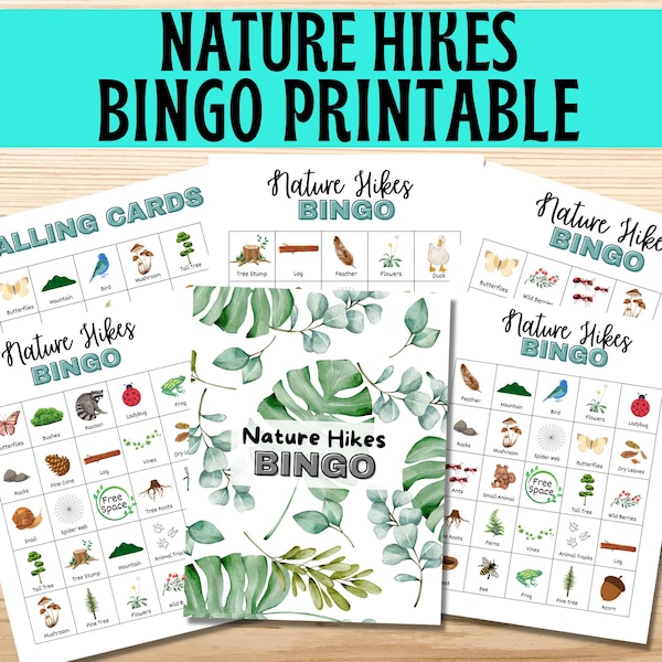 Nature Bingo Nature Hikes Bingo Printable | Nature Hunt Kids Bingo | Camping Bingo | Summer Bingo Game | Nature Walk Family Bingo Printable