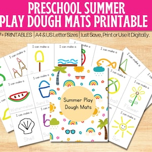 Summer Play Dough Mats Preschool Sensory | Playdough Activities Summer Activity | Summer Camp At Home Preschool Busy Book Daycare Printables