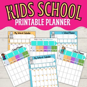 Kids School Printable Planner | Kids School Week Checklist | Back To School Kids Calendar | Kids School Week Planner | Kids Daily Planner