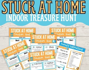 Stuck At Home Indoor Treasure Hunt | Indoor Scavenger Hunt Printable | Kids Scavenger Hunt Winter Activities | Slumber Party Sleepover Games