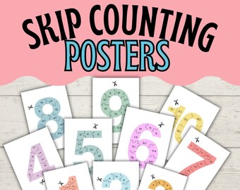 Skip counting number posters 1-10 | Preschool skip counting puzzles | Counting posters for homeschool math learning
