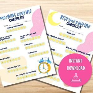 Kids morning evening routine checklist bedtime checklist