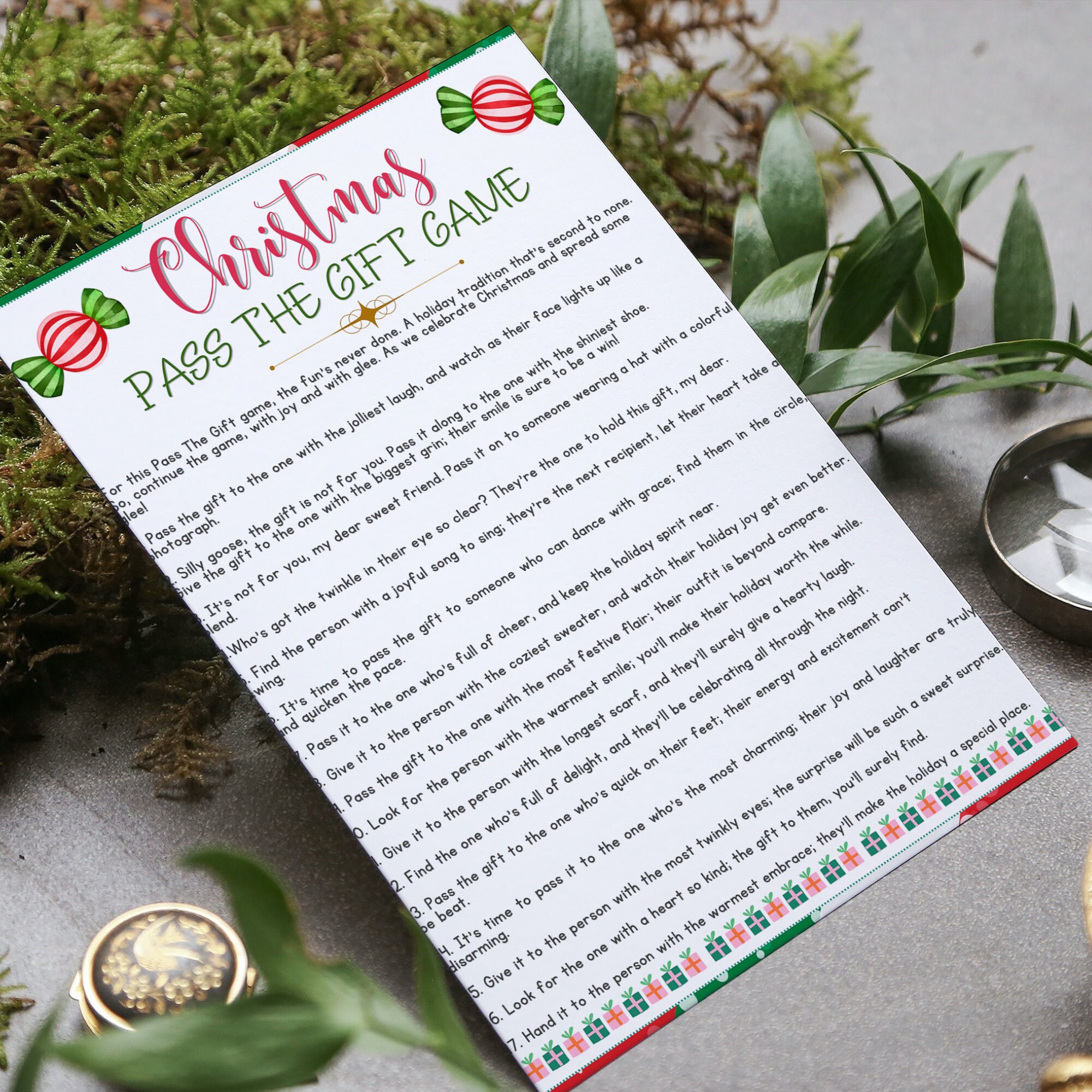 Christmas Pass the Gift Game Christmas Left Right Game Friendsmas Games