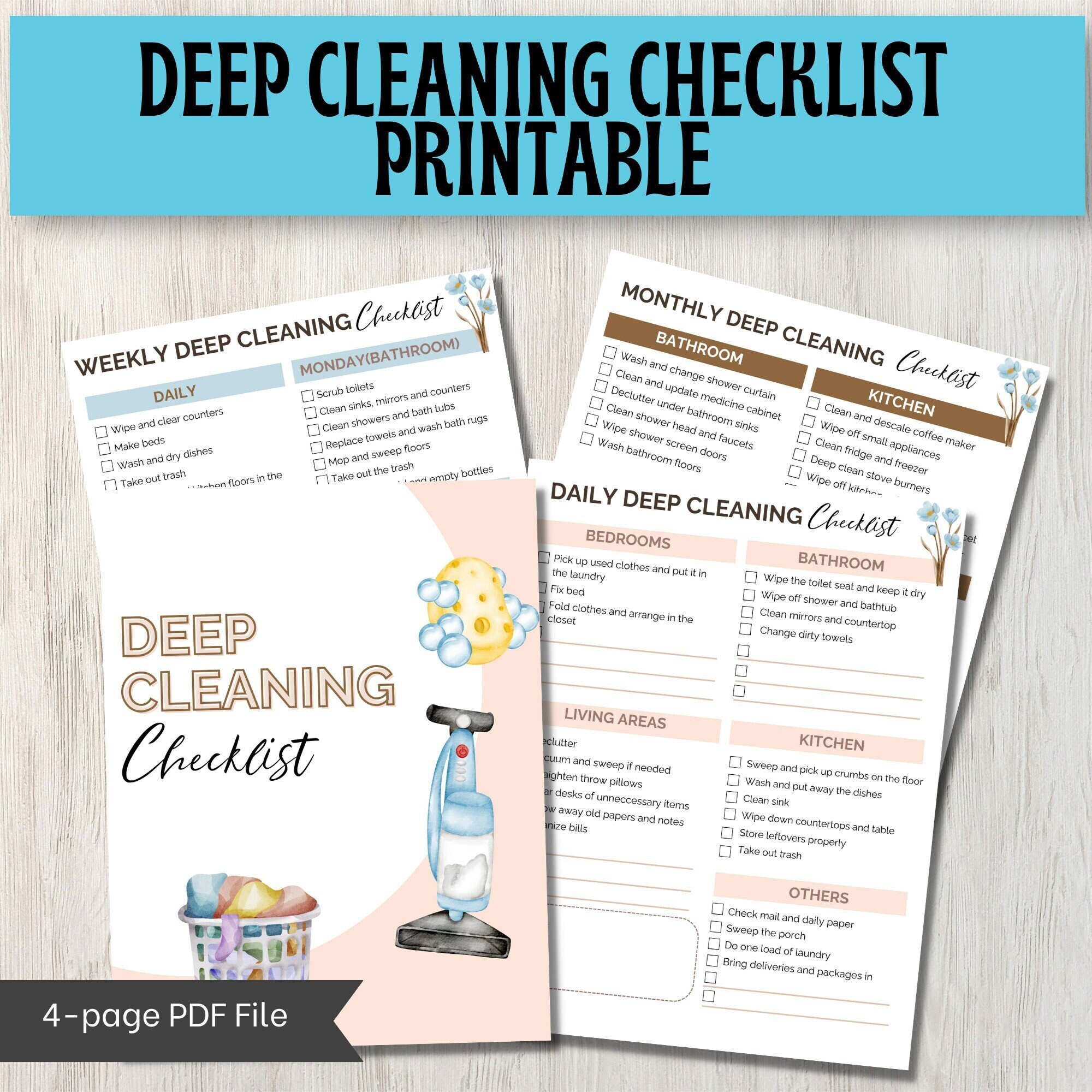 Deep Cleaning Checklist Whole House Deep Cleaning Checklist - Etsy
