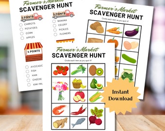 Farmers Market Scavenger Hunt For Kids, Outdoor Scavenger Hunt For Kids, Home Scavenger Hunt Printable, Rainy Day Activities Treasure Hunt