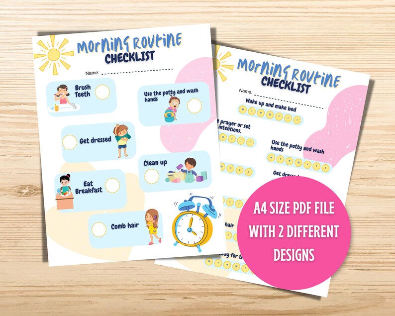 Morning evening routine checklist for kids toddler weekly routine chart