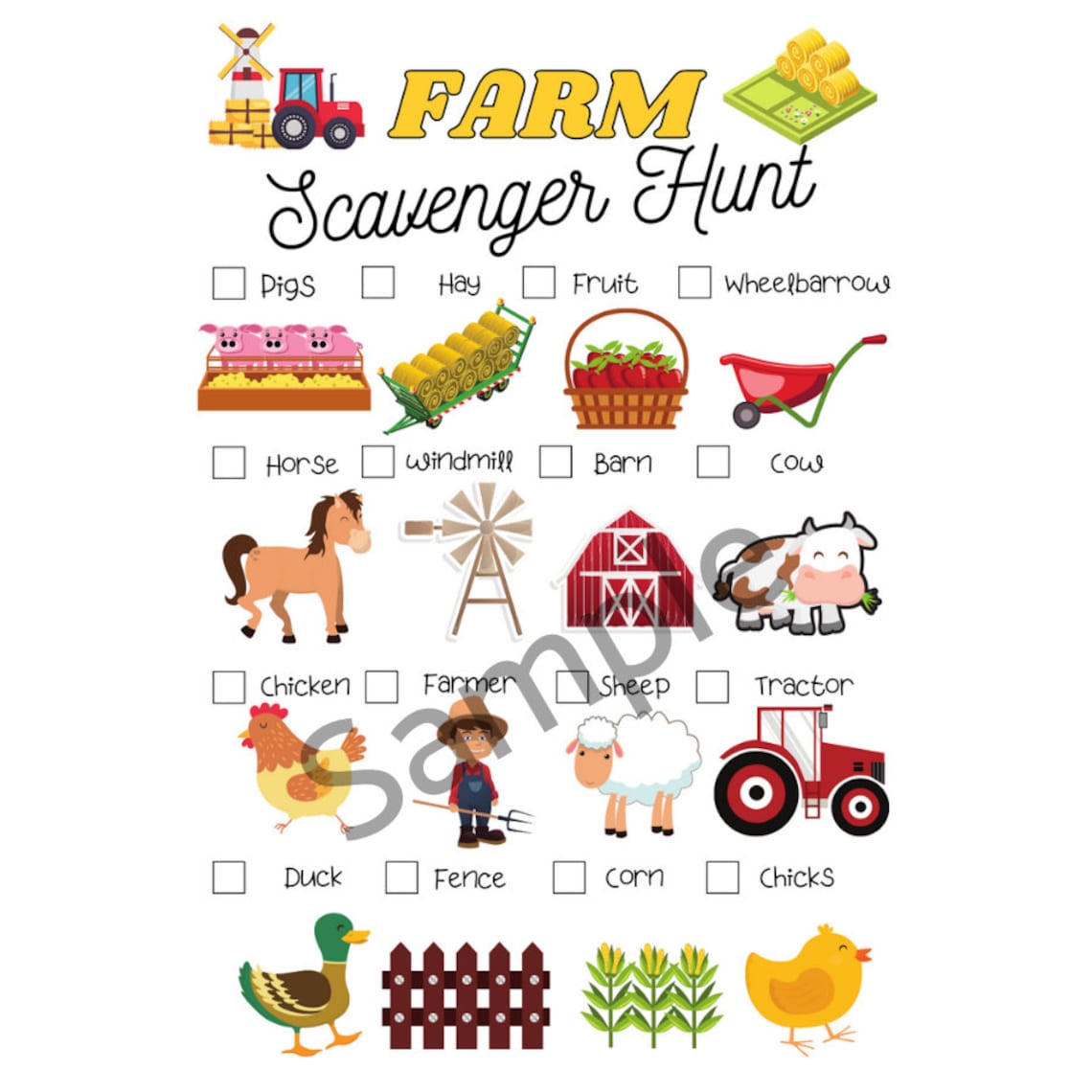 Editable Farm Scavenger Hunt Printable Farm Scavenger Hunt Etsy Finland