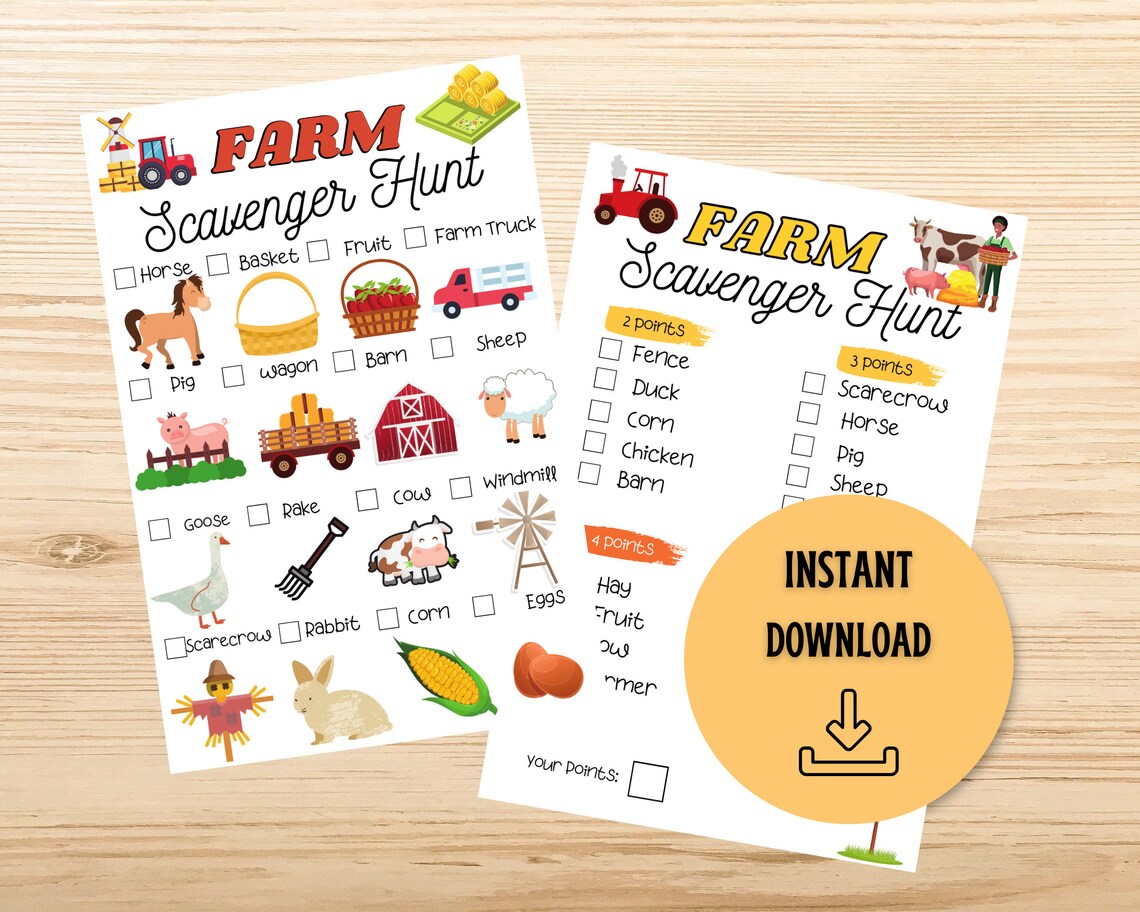 Editable Farm Scavenger Hunt Printable Farm Scavenger Hunt - Etsy