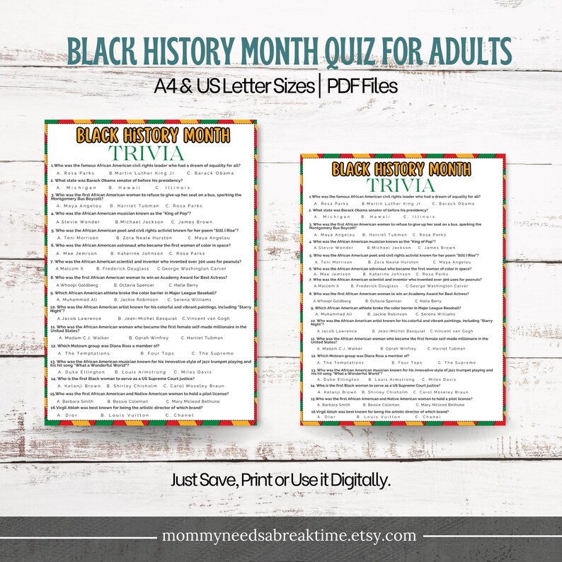 Black History Trivia Trivia Black History Games Black