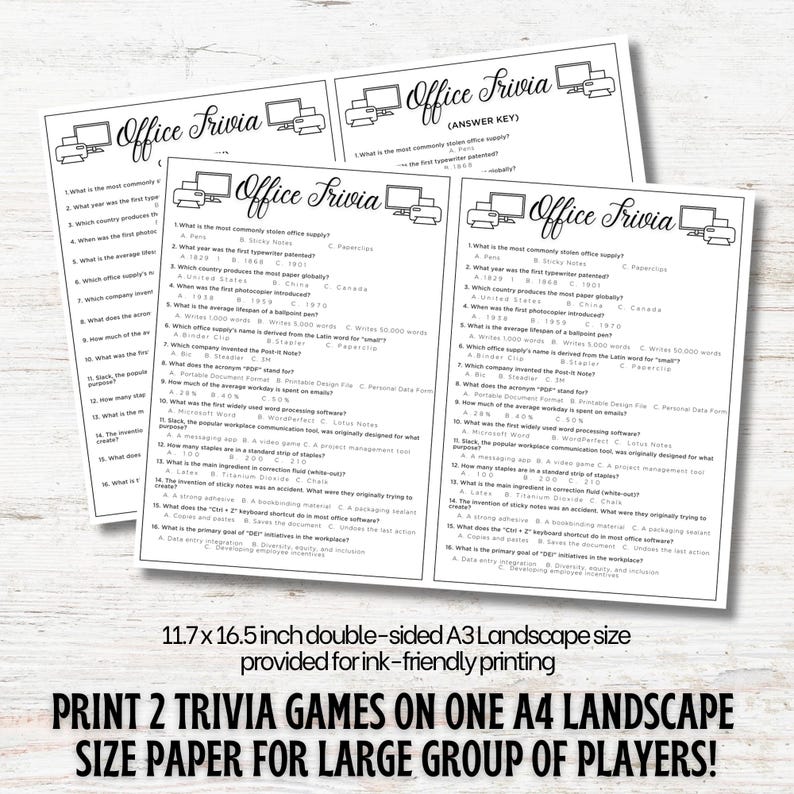 Random Employee Trivia Office Trivia Team Building Games, Office Party Games Workplace Games ...