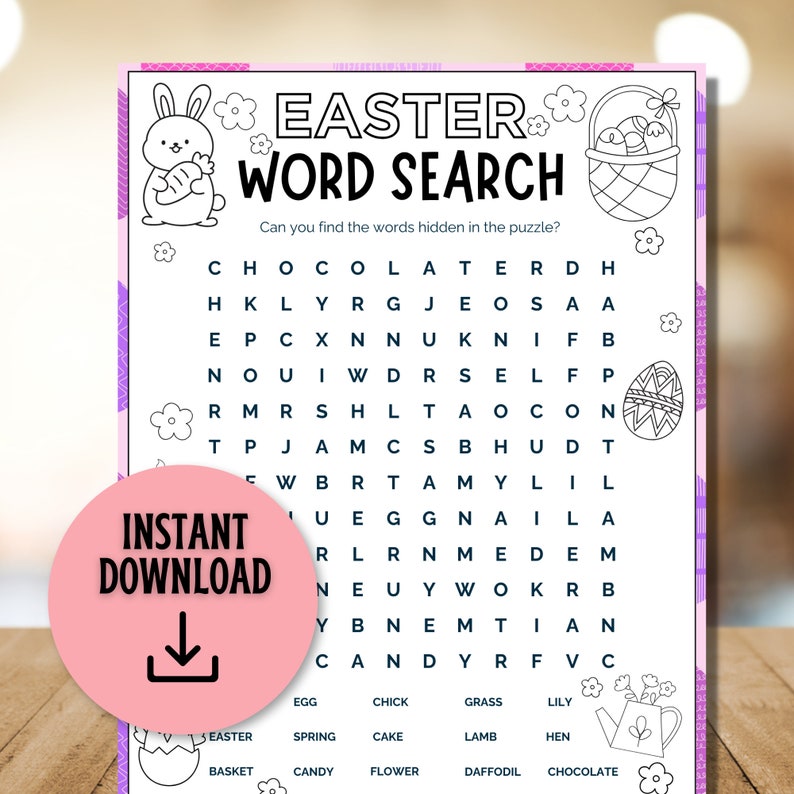 Easter Word Search Easter Coloring Easter Puzzle Montessori Busy Book