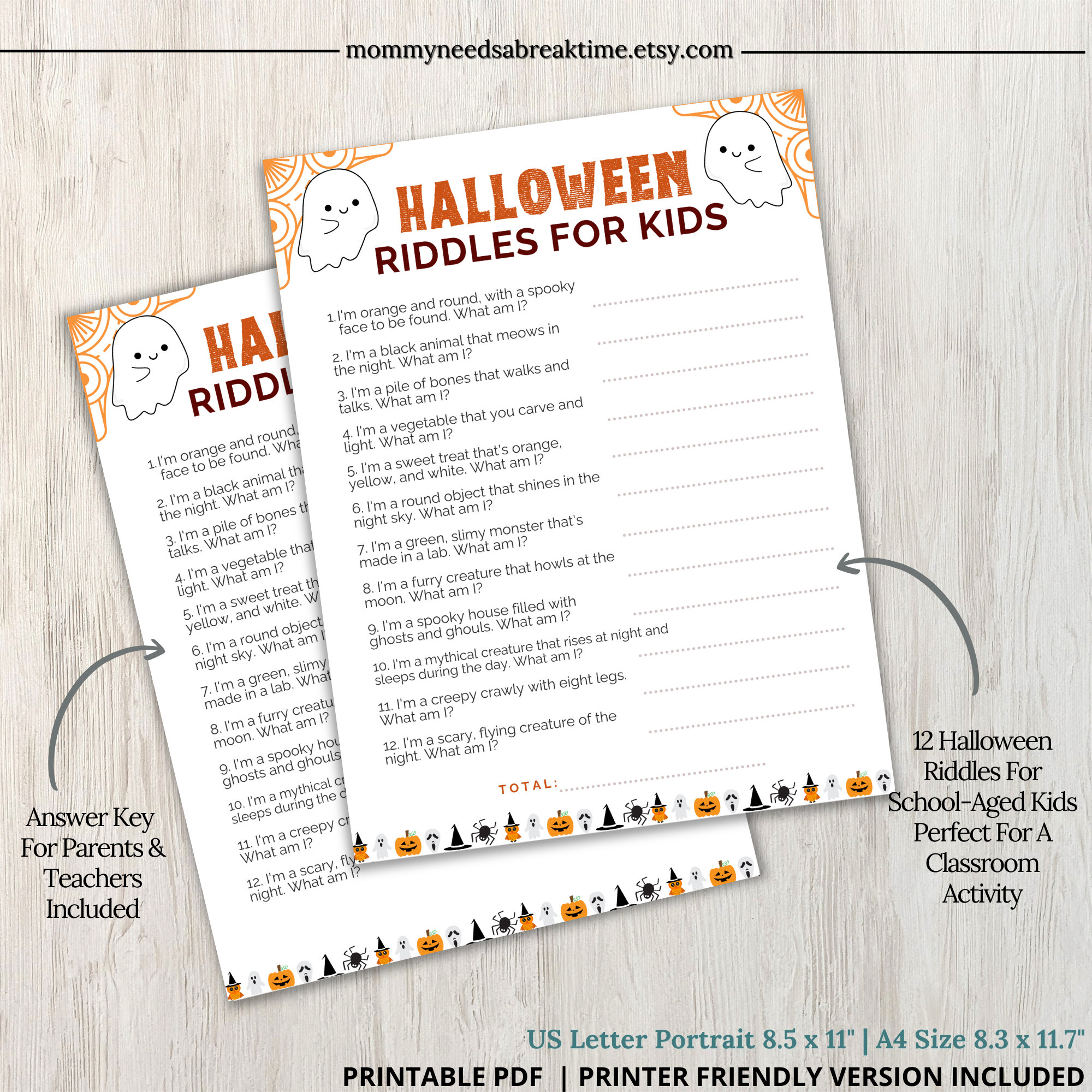 Halloween Riddles for Kids Halloween Puzzle, Kids Halloween Trivia ...