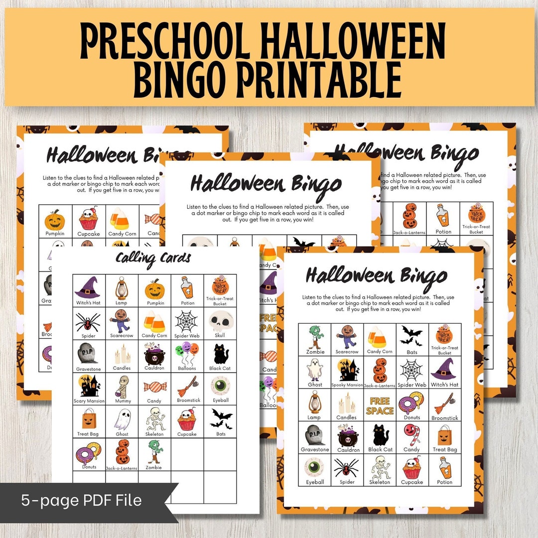 Preschool Halloween Bingo Printable Halloween Party Game Ice Etsy