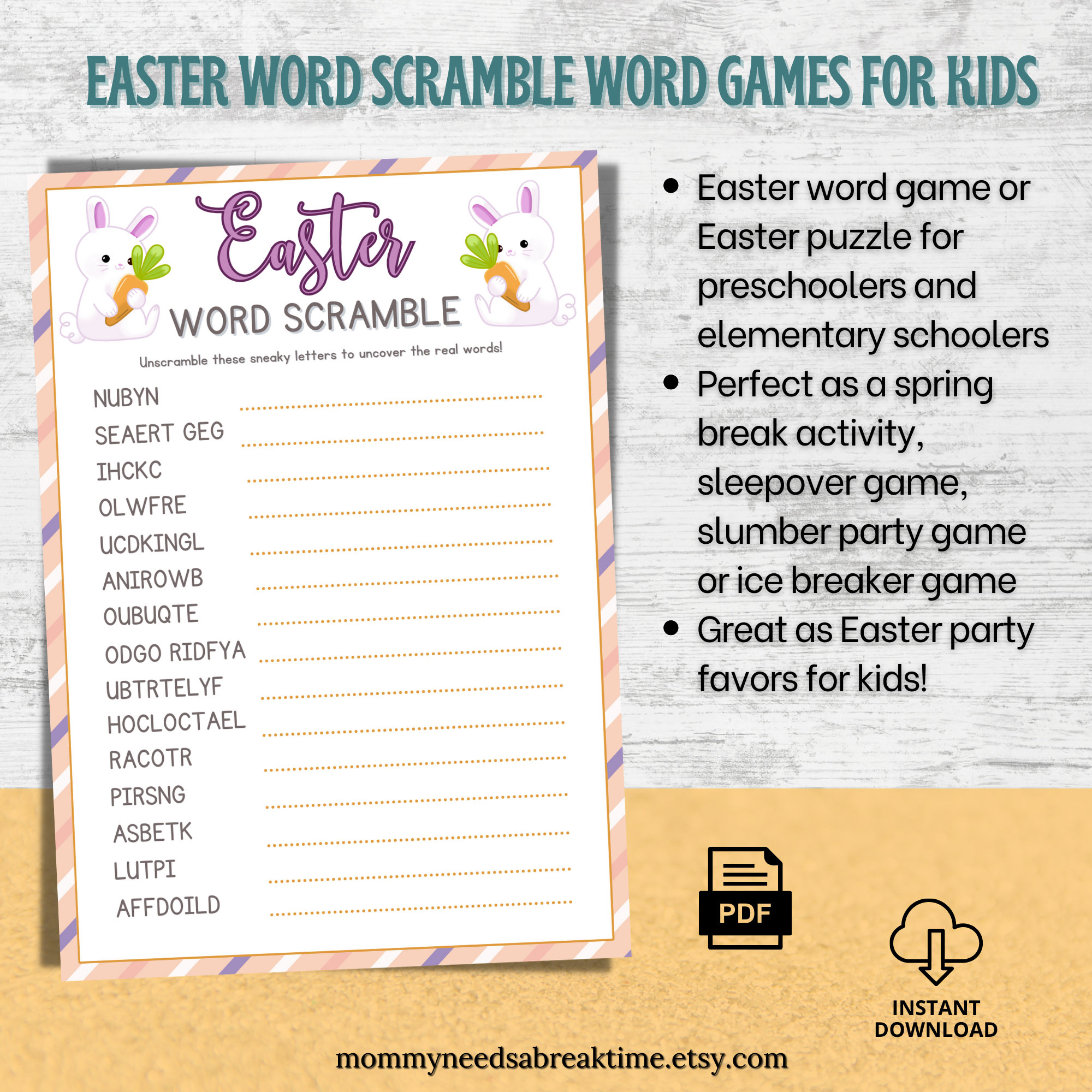 Easter Word Scramble Montessori Busy Book, Easter Word Games Spring ...