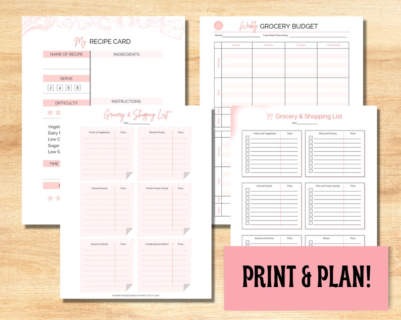 Printable Grocery List and Meal Planner Grocery Shopping List Printable ...