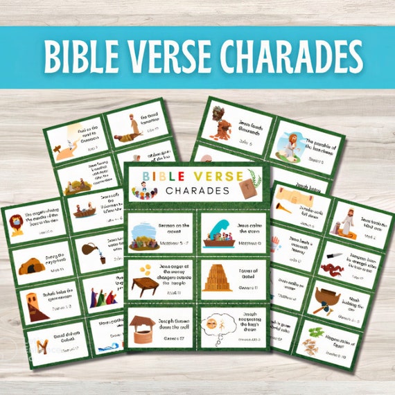 Bible Verse Charades For Kids Bible Pictionary, Bible Activities For Kids Church Activity Ice Breaker, Sunday School Game Kids Bible Game
