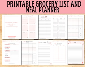 Boodschappenlijstje Wekelijkse voedselplanner, boodschappenbudget Gezinsmaaltijdplan, digitale maaltijdplanner, dinerplanner Receptenplan, checklist boodschappenlijst