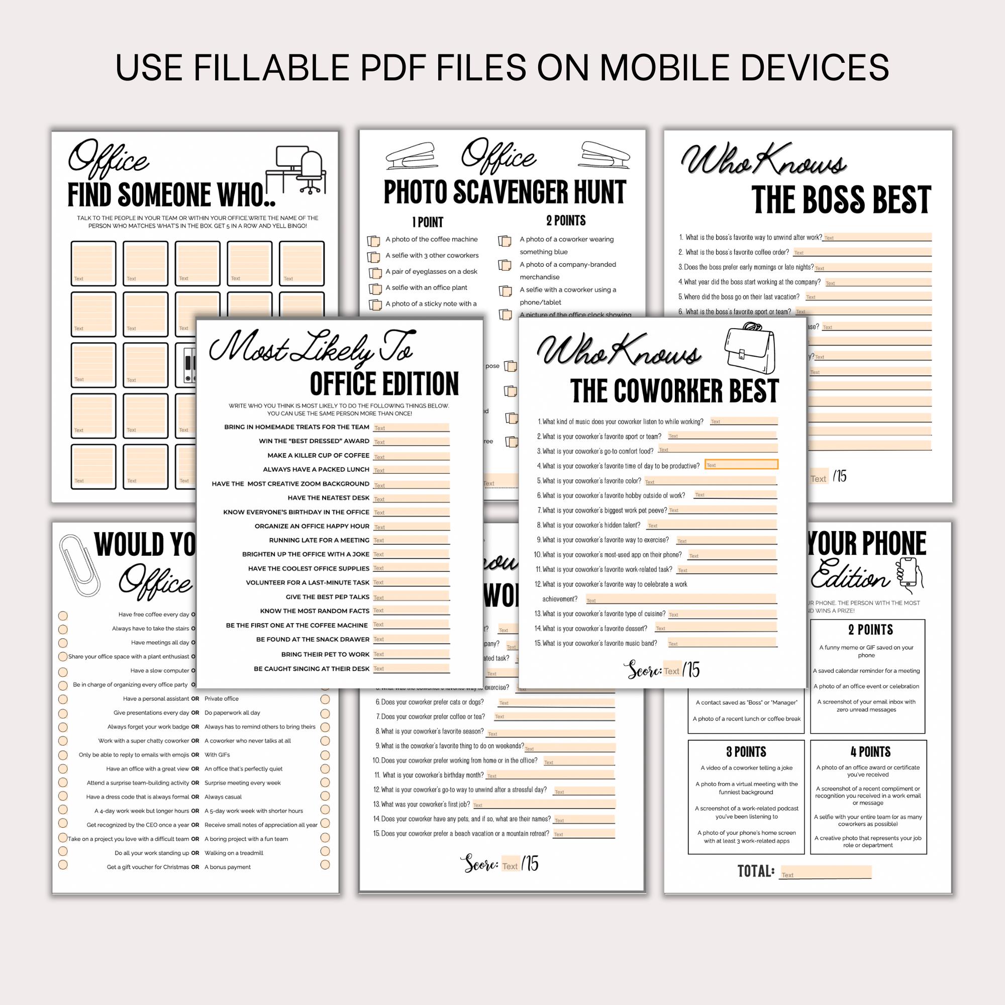 Team Building Games for Work Bundle, Retirement Games Coworker Bingo ...