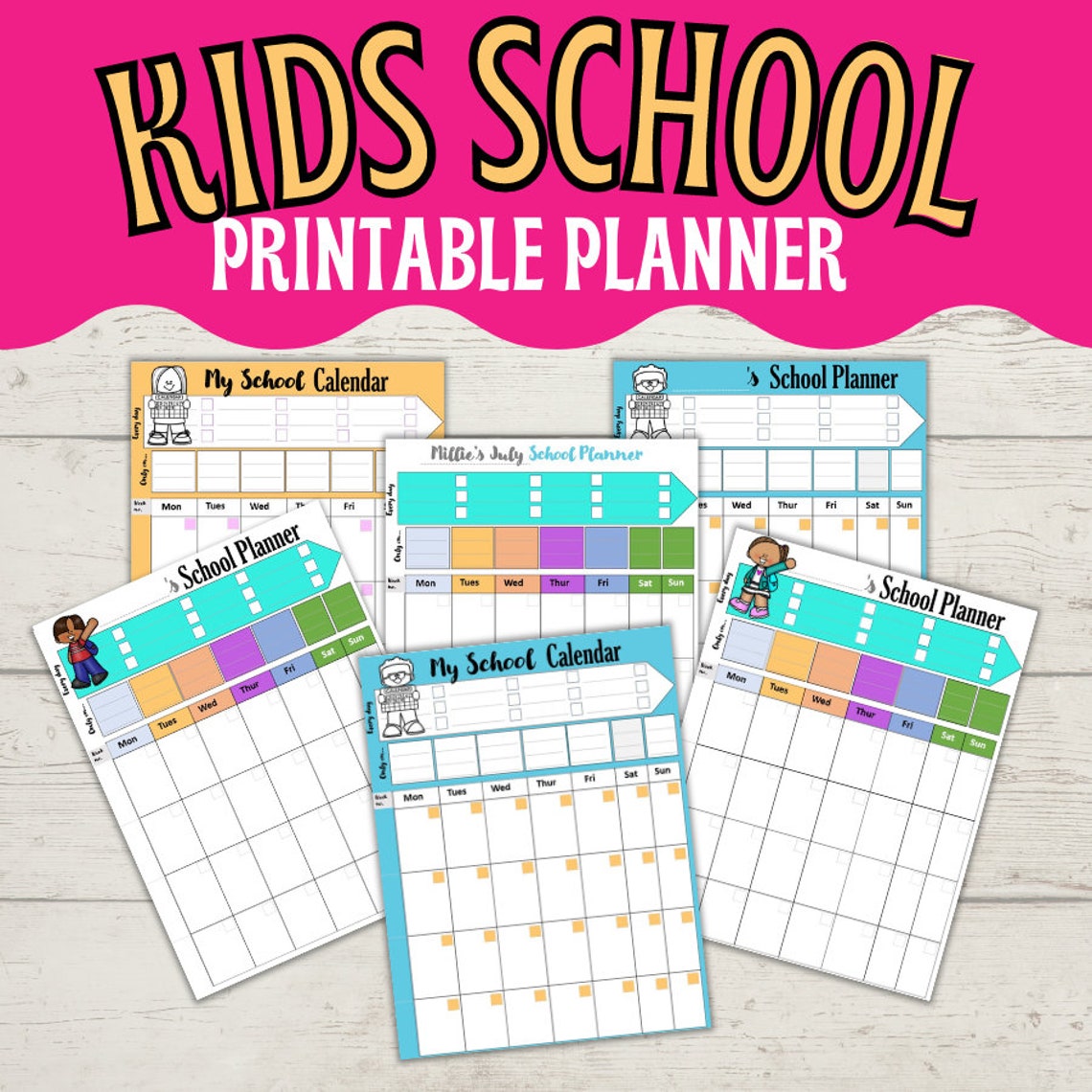 Kids School Printable Planner Kids School Week Checklist - Etsy