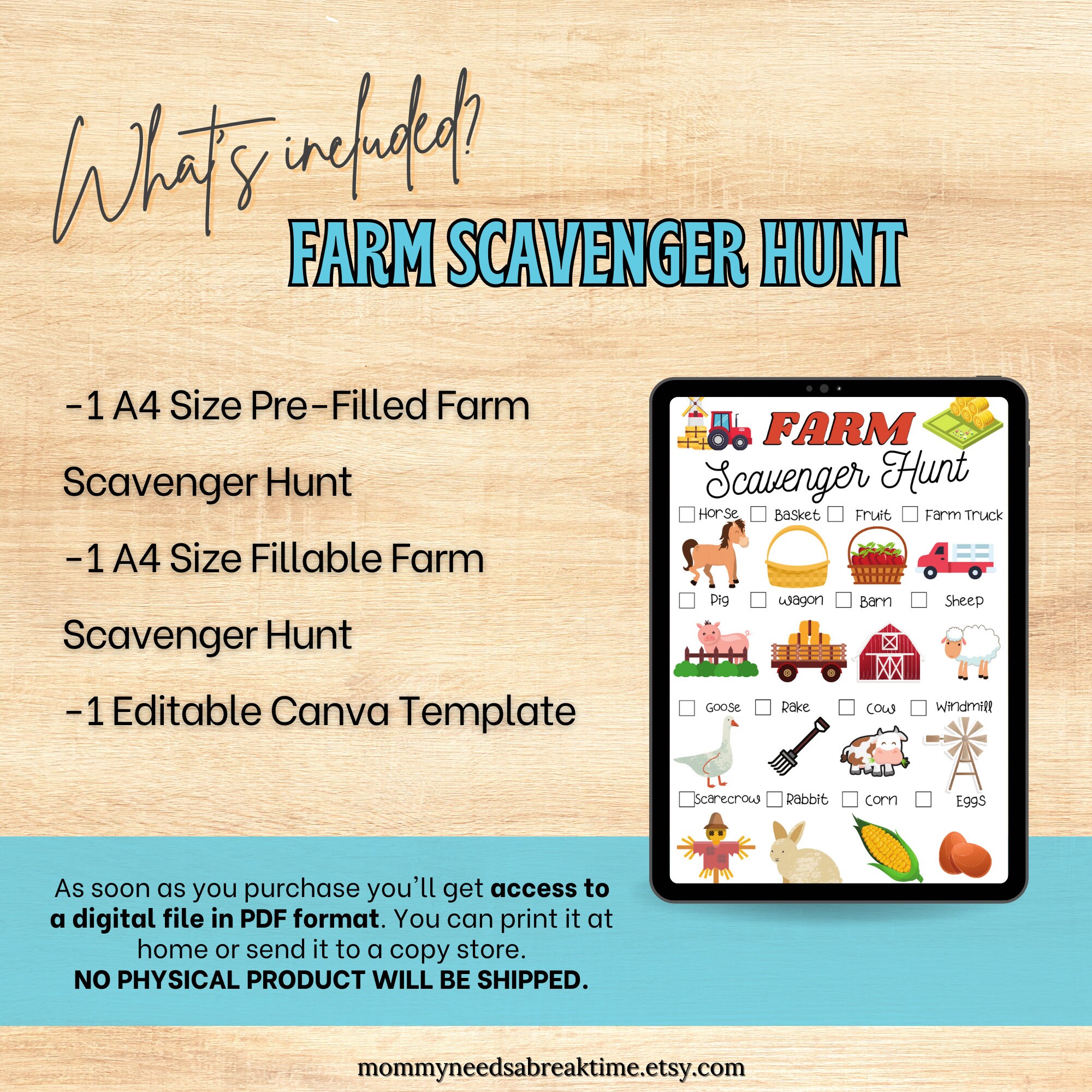Editable Farm Scavenger Hunt Printable Farm Scavenger Hunt Kids ...