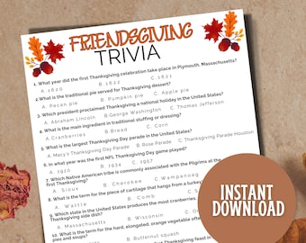 Friendsgiving Trivia Thanksgiving Games For Adults, Friendsgiving Party Ice Breaker Game, Fall Trivia Game Turkey Trivia Retiree Games