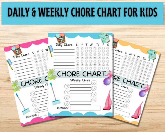 Kids Weekly Chore Chart Printable Editable Chore Chart for - Etsy