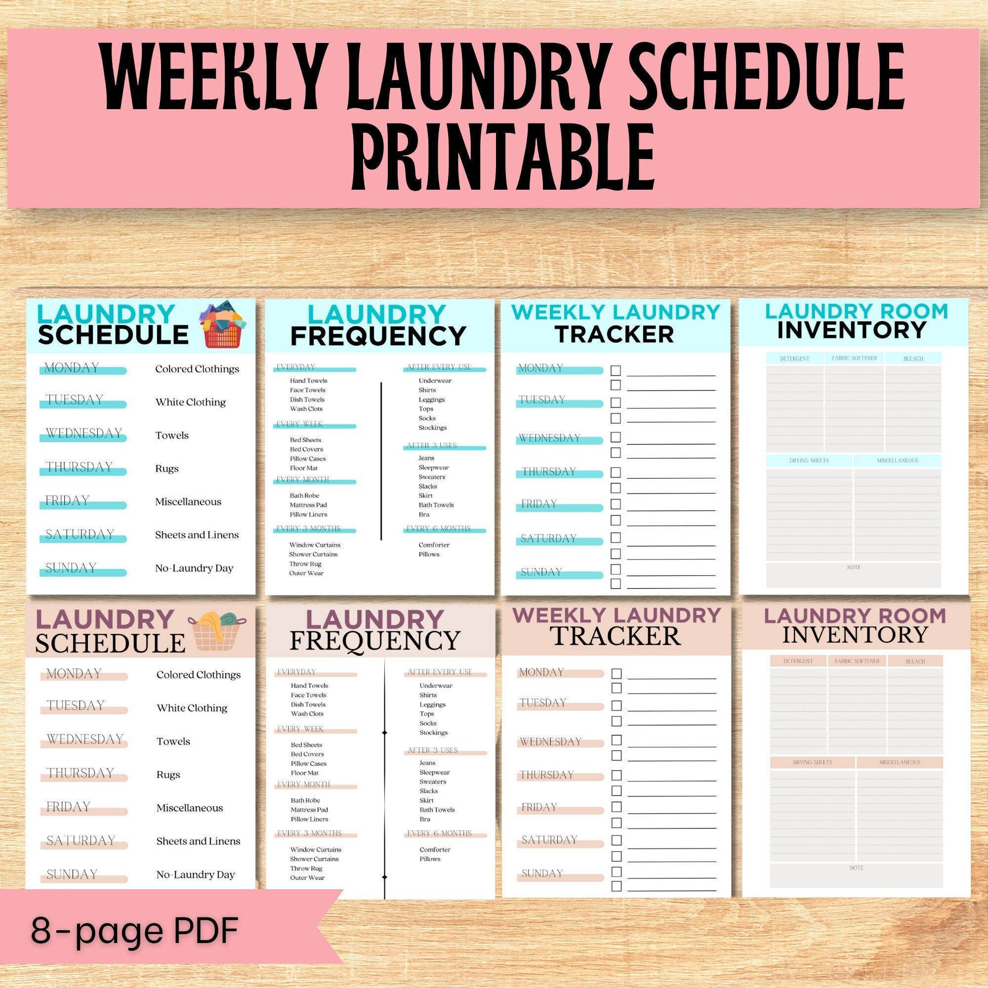 Laundry Schedule Planner Laundry Guide Cleaning Schedule Laundry