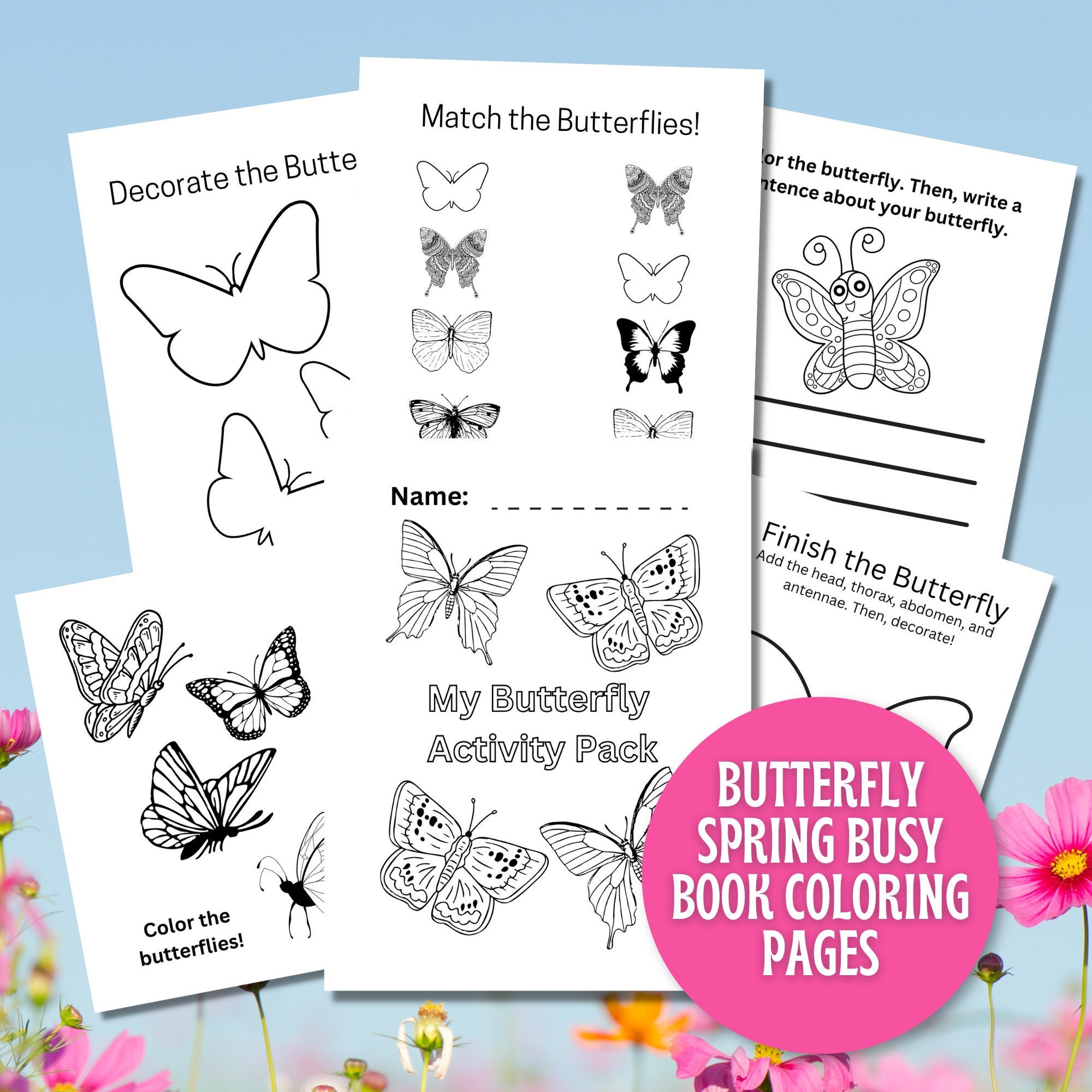 Butterflies Spring Pdf Butterfly Spring Busy Book, Montessori Spring Butterfly Coloring ...