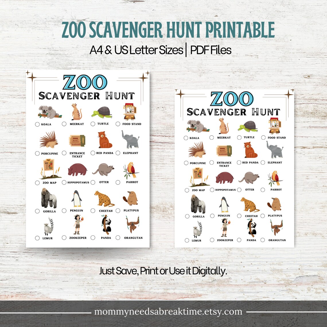 Zoo Scavenger Hunt Zoo Treasure Hunt, Birthday Scavenger Hunt, Zoo ...