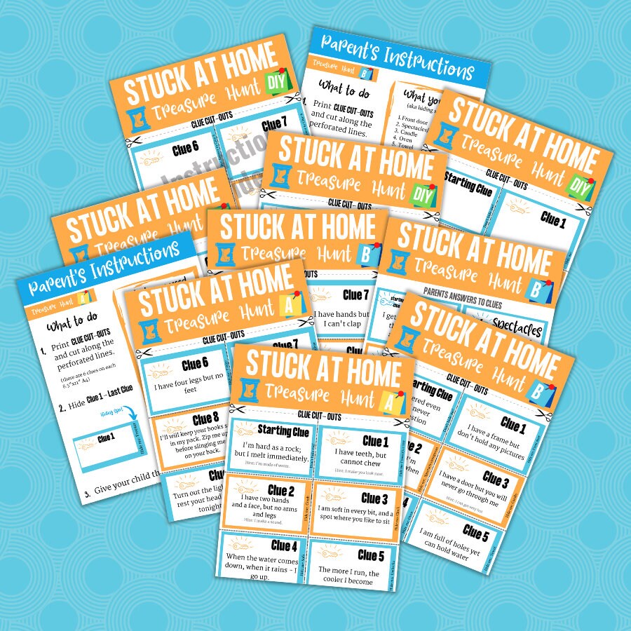 Stuck At Home Treasure Hunt Printable For Kids Indoor | Etsy