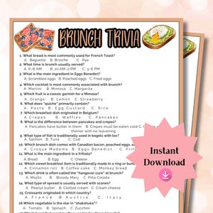 Brunch Trivia Damen Brunch Spiele, Brautbrunch Muttertagsbrunch, Geburtstagsbrunch Spiel Partyspiele Babyparty Brunch Senior Spielabend