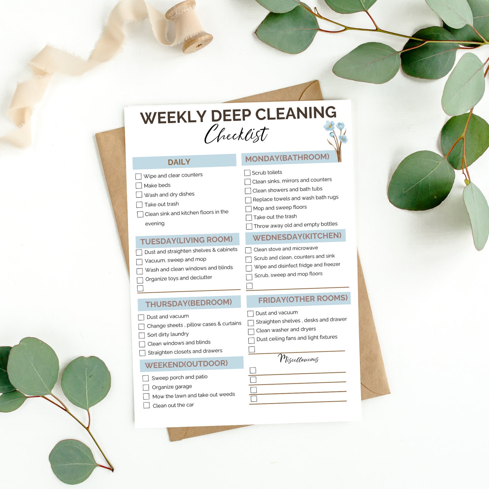 Deep Cleaning Checklist | Whole House Deep Cleaning Checklist | Cleaner