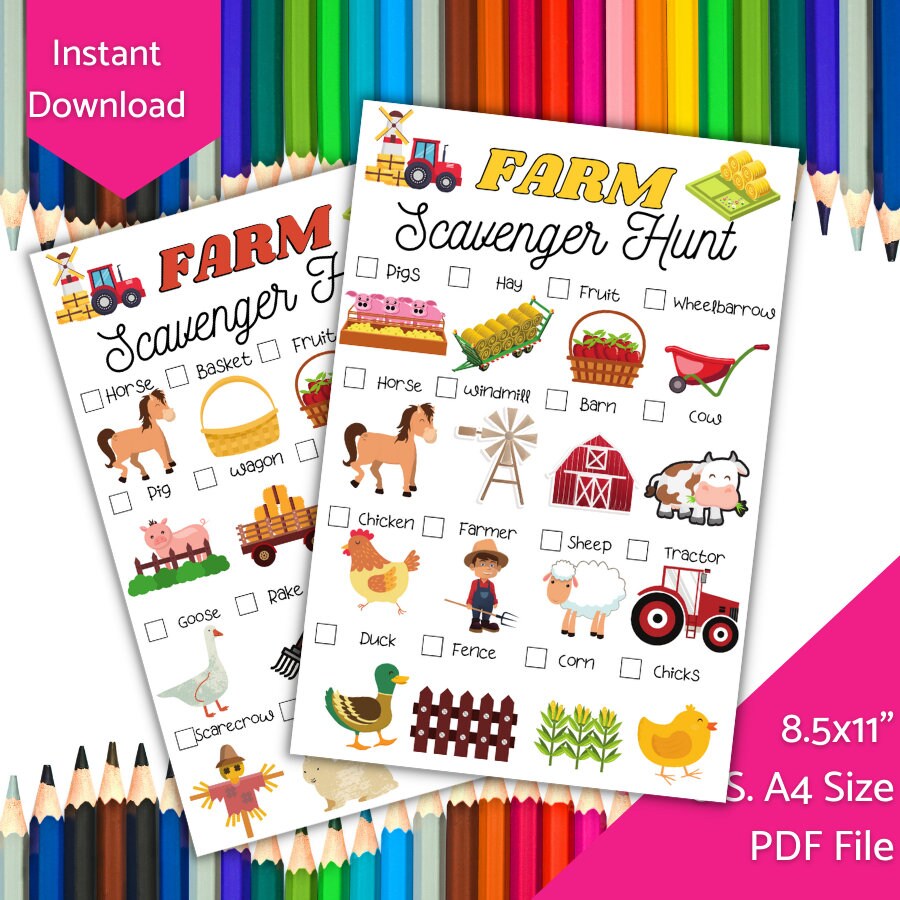 Editable Farm Scavenger Hunt Printable On The Farm Scavenger | Etsy