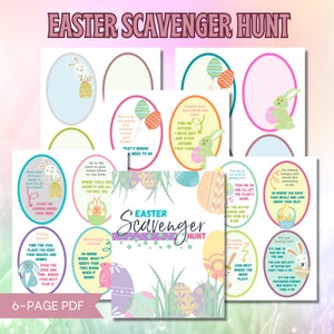 Easter Scavenger Hunt,Kids Scavenger Hunt, Easter Hunt Clues, Spring Scavenger Hunt Spring Treasure Hunt, Scavenger Hunt Cards