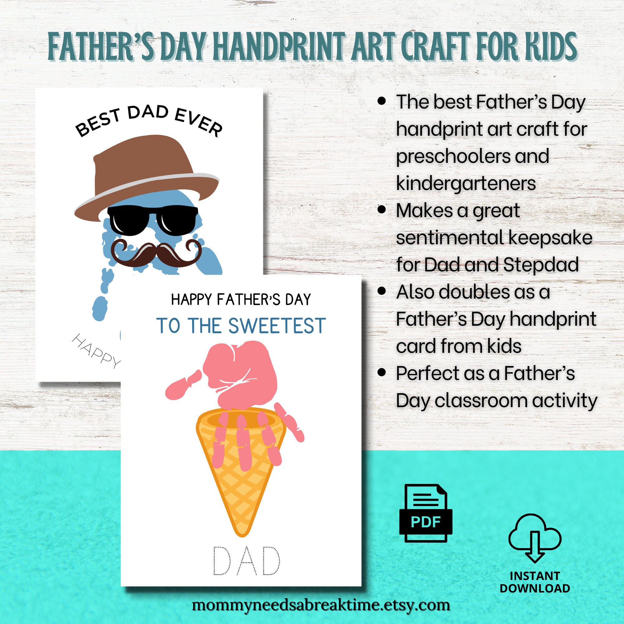 Fathers Day Handprint Art Meaningful Dad Gift, DIY Gift for Dad 1st ...