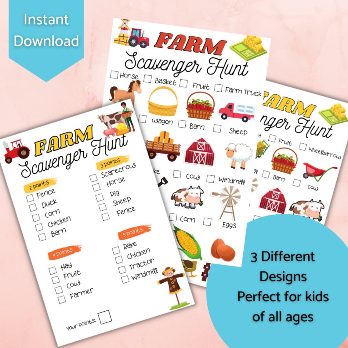 Editable Farm Scavenger Hunt Printable On The Farm Scavenger Etsy