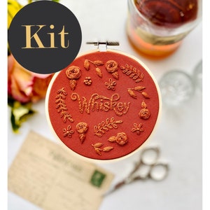 Whiskey // Favorite Things 4 inch Monochrome Embroidery // KIT Multiple color options