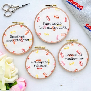 Hot dog hoops //4 and 5 inch finished embroidery